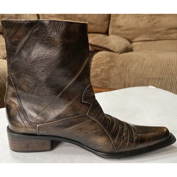 Steve Madden Men’s Brown Leather Back Zip Milyon Size 12 - Picture 3 of 9